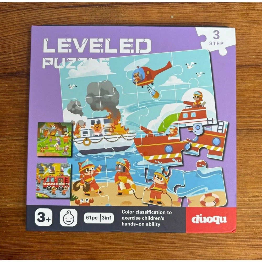 Leveled Puzzle 3 Step 61pc 3-in-1 Firefighter Rescue Puzzle Ages 3+